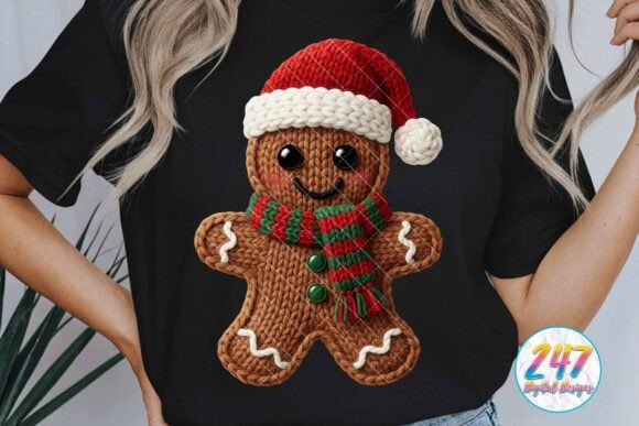 Christmas Faux Yarn Crochet Gingerbread Illustrations