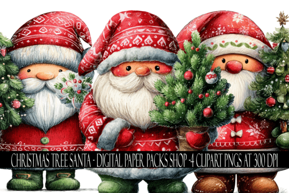 Christmas Tree Santa Clipart: Illustrations for Branding