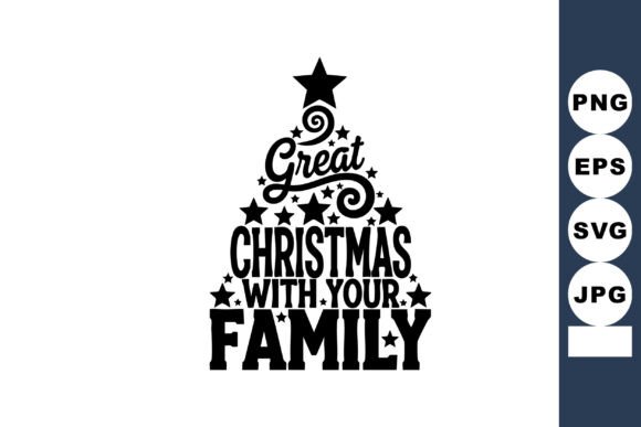 Christmas Tree Typography Design with Gr Illustrations