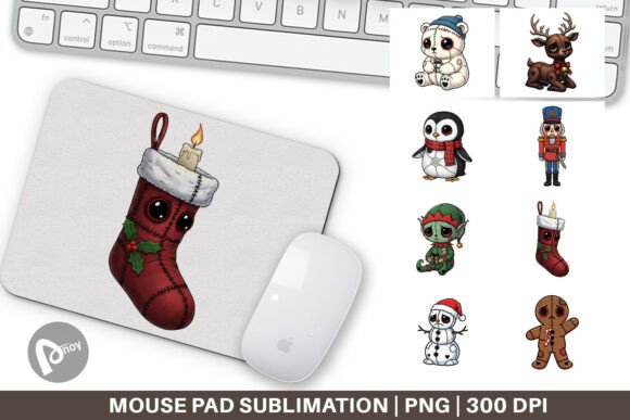 Christmas Voodoo Doll Mouse Pad: Bold Illustrations