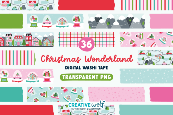 Christmas Wonderland Digital Washi Tape Illustrations