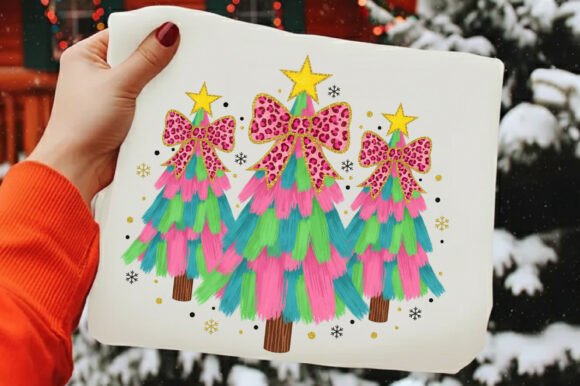 Coquette Brushstroke Christmas Tree Png: Illustrations