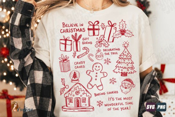 Cozy Christmas Doodle Collage SVG PNG Illustrations