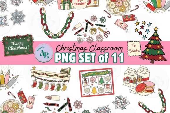 Holiday Christmas Classroom Clip Art Set: Illustrations