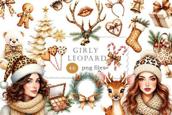 Leopard Girly Christmas Winter Coquette Illustrations Review