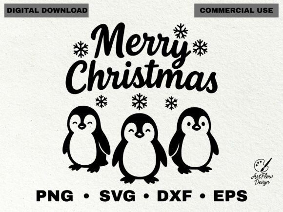 Merry Christmas Penguins SVG: Festive Illustrations