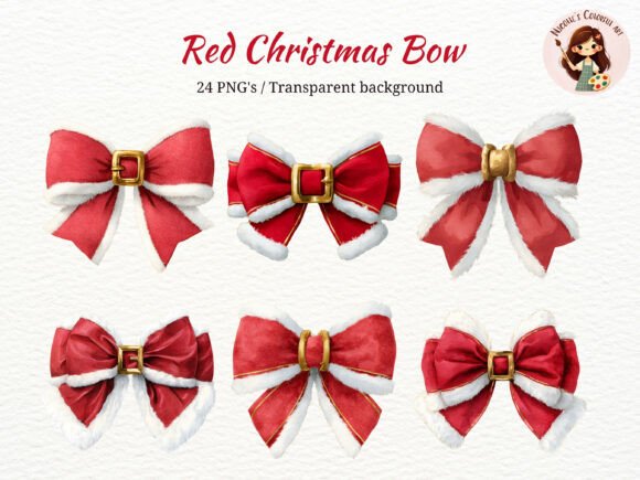 Santa Claus Coquette Bow Christmas PNG: Illustrations for Branding