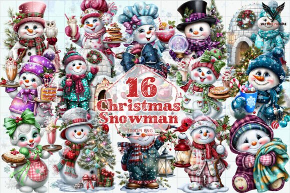 Vibrant Christmas Snowman PNG for Illustrations