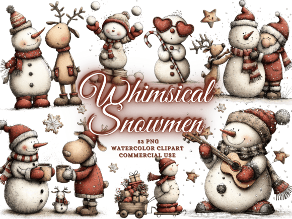Whimsical Christmas Snowman Clipart Png Review