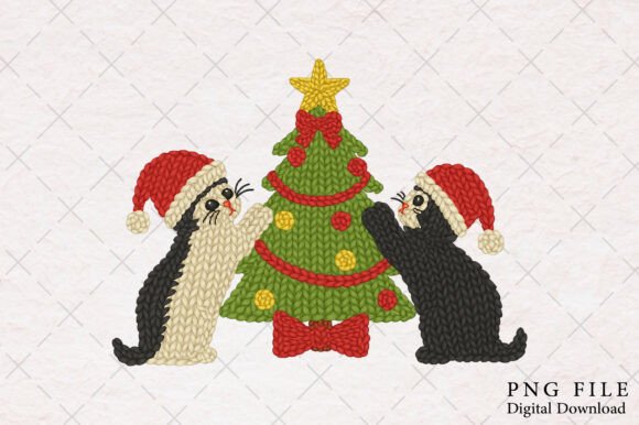 Yarn Crochet Christmas Cute Cat Png: Illustrations Review